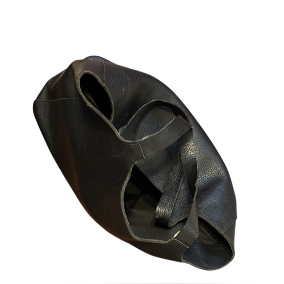 FALOR Leather Large Vintage Black pebbled leather FALOR Italy Hobo Bag nice! - Picture 4 of 11